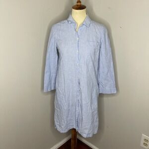 Barbour Seaglow Stripe Cotton‎ & Linen Shirtdress Sz 6